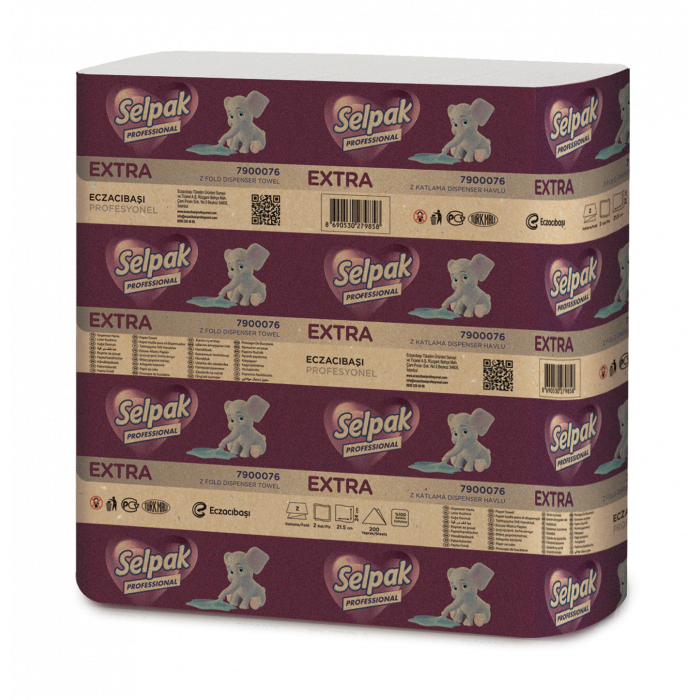 Selpak Pro. Extra Рушник паперовий целюлозний Z 2-х шар. 200лист. (12шт/ящ)